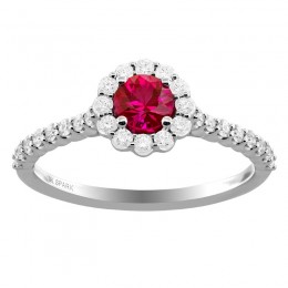 Ring With a Round Faceted Ruby Stone