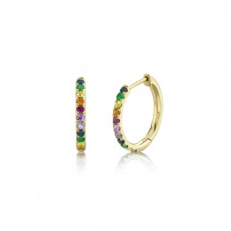 Shy Creation 14K Yellow Gold .32Ctw Multi Color Huggie Earrings
