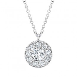 0.40Ct-Ctr(Round) 0.35Ct-Side Diamond Cluster Necklace
