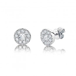 White Gold And Diamond Cluster Style Stud Earrings