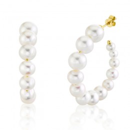 Diamond And Pearl Curved Bar Post Earrings