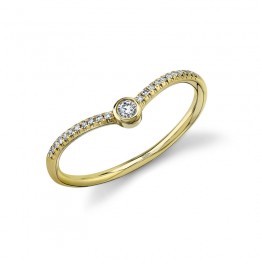 14K Yellow Gold Diamond = .09 Carat Total Ring