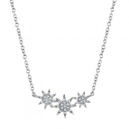 14K White Gold Diamond Star Necklace .09Ct G-H, Vs-Si