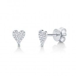 0.10Ct Diamond Pave Heart Stud Earring