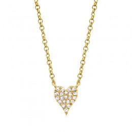 0.05ct 14k Yellow Gold Diamond Pave Heart Necklace