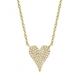 0.11ct 14k Yellow Gold Diamond Pave Heart Necklace