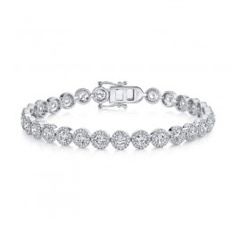 14K White Gold And Diamond Cluster-Style Tennis Bracelet