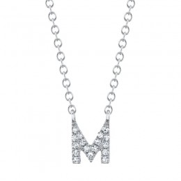 14k White Gold 0.04ctw Diamond Initial Necklace