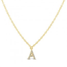 A 14K Yellow Gold Diamond Initial "A" Necklace