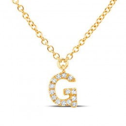 14K Yellow Gold Diamond Initial "G" Necklace