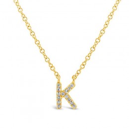 14K Yellow Gold Diamond Initial "K" Pendant