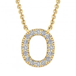 14K Yellow Gold Diamond Initial "O" Necklace