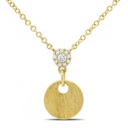 14K Yellow Gold And Pave-Set Diamond Circle Pendant