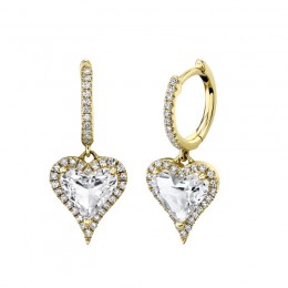 0.22Ct Diamond & 2.54Ct White Topaz Heart Earring