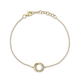 A 14K Yellow Gold Station Style Love Knot Bracelet That Is Set With Diamonds Weighing .07 Carat. G/H, Vs-Si