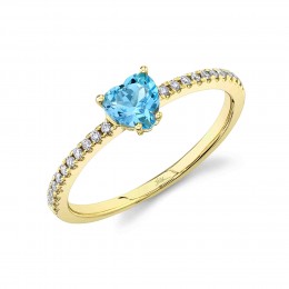 0.11Ct Diamond & 0.57Ct Blue Topaz Heart Shape Ring