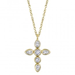 0.42Ct Diamond Pear Cross Necklace