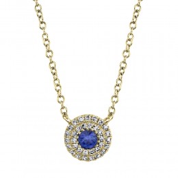 0.10Ct Diamond & 0.12Ct Blue Sapphire Necklace