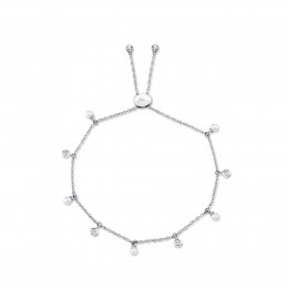 0.04Ct Diamond & Cultured Pearl Bolo Bracelet