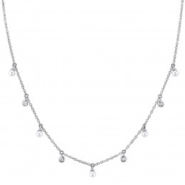 0.04Ct Diamond & Cultured Pearl Necklace