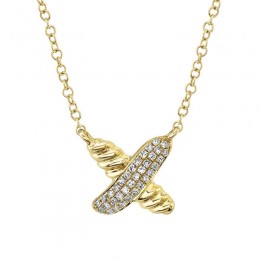 14K Yellow Gold Diamond "X" Necklace .08Ct G/H, Vs-Si