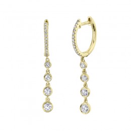 14K Yellow Gold Diamond Drop Earrings .45Ct G/H, Vs-Si