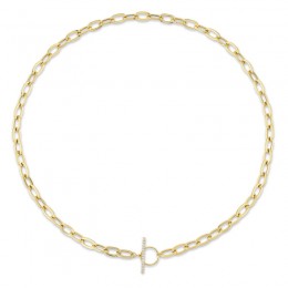 14K Yellow Gold 0.13Ctw Diamond Paperclip Link Necklace