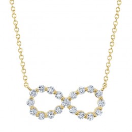 14K Yellow Gold And Diamond Infinity Station Style Necklace