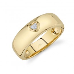 Shy Creation 14K Yellow Gold Diamond Heart Bezel Ring