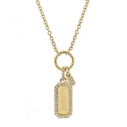 Shy Creation Diamond Tag Necklace 1/10 Ct Tw Round 14K Yellow Gold