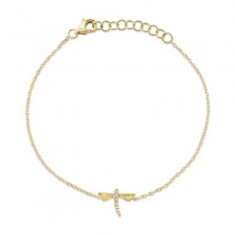 14K Yellow Gold And Diamond Dragonfly Bracelet