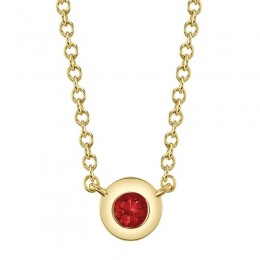 14K Yellow Gold Ruby Bezel Necklace