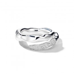 IPPOLITA Squiggle Bypass Ring in Sterling Silver with Diamonds