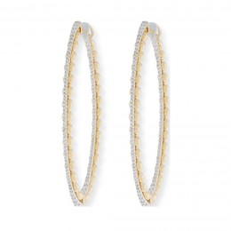 18K white and yellow gold oval hoop earrings with diamonds