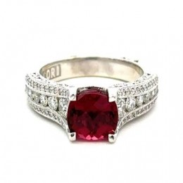 Ladies Rubellite and Diamond right hand ring