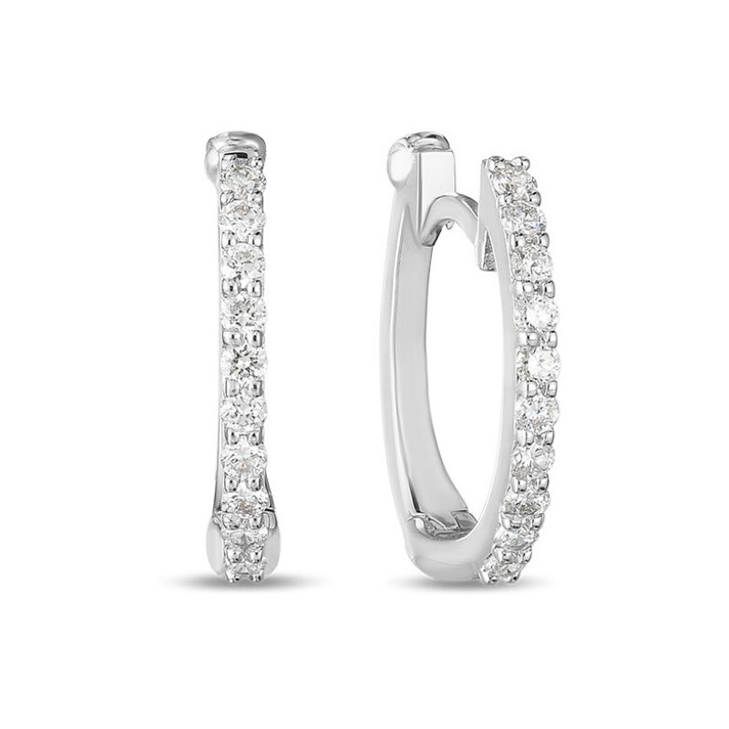 Roberto Coin  White Gold Diamond Baby Hoop Earring