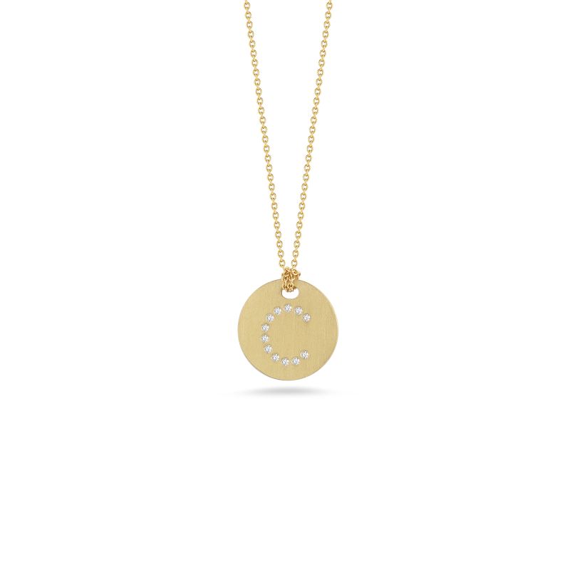 Roberto Coin Tiny Treasures Diamond Initial C Disc Pendant