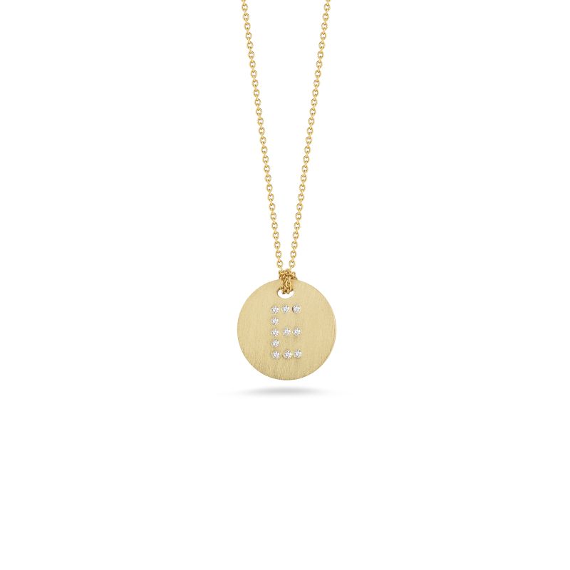 Roberto Coin Tiny Treasures Diamond Initial E  Disc Pendant