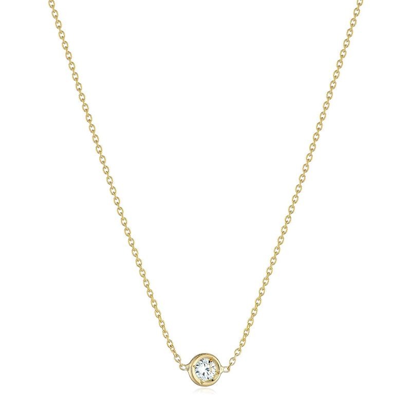 Roberto Coin Roberto Coin: 18 Karat Yellow Gold Station Necklace With One Round G/H Si1 Diamond At  0.10Ct 
Length: 16