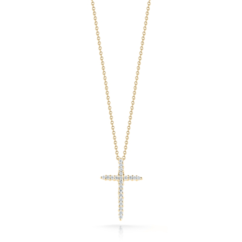 Roberto Coin 18K Yellow Gold Tiny Treasures Diamond Sliver Cross Necklace