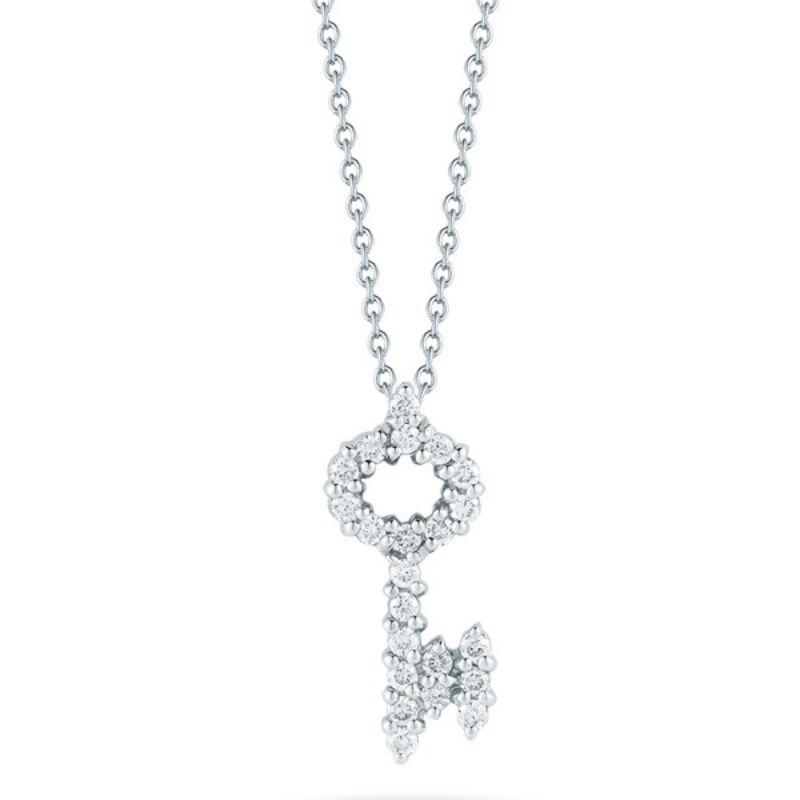 18K WHITE GOLD TINY TREASURES DIAMOND HEART NECKLACE - Roberto