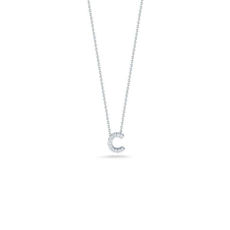 Roberto Coin 18 Karat White Gold Love Letter C Pendant With Diamonds
