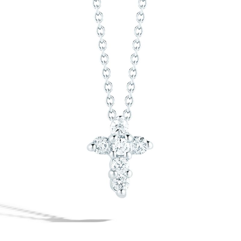 Roberto Coin  White Gold Diamond Baby Cross Necklace