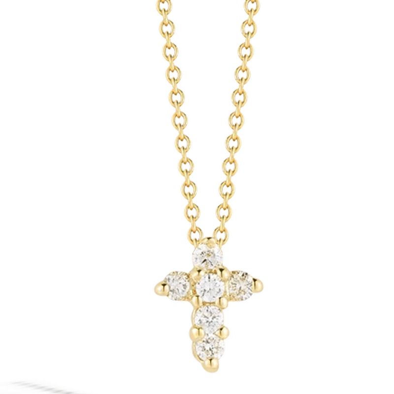Roberto Coin  Yellow Gold Diamond Baby Cross Necklace