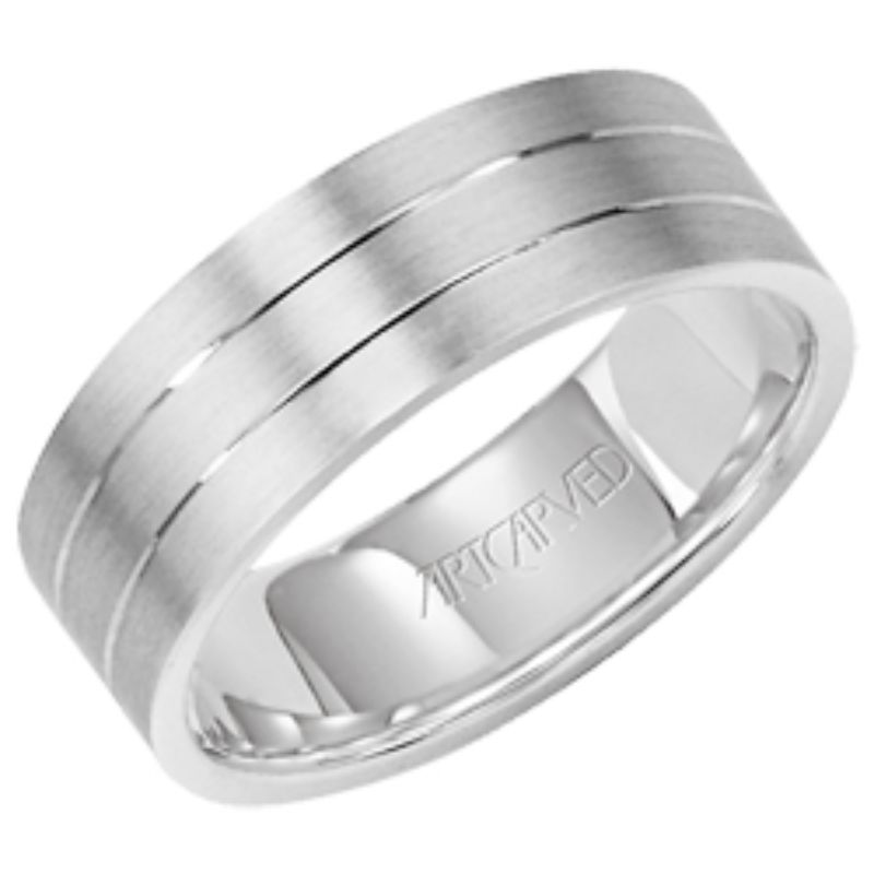 14KW Gents Engraved Wedding Band -7Mm -Size 10