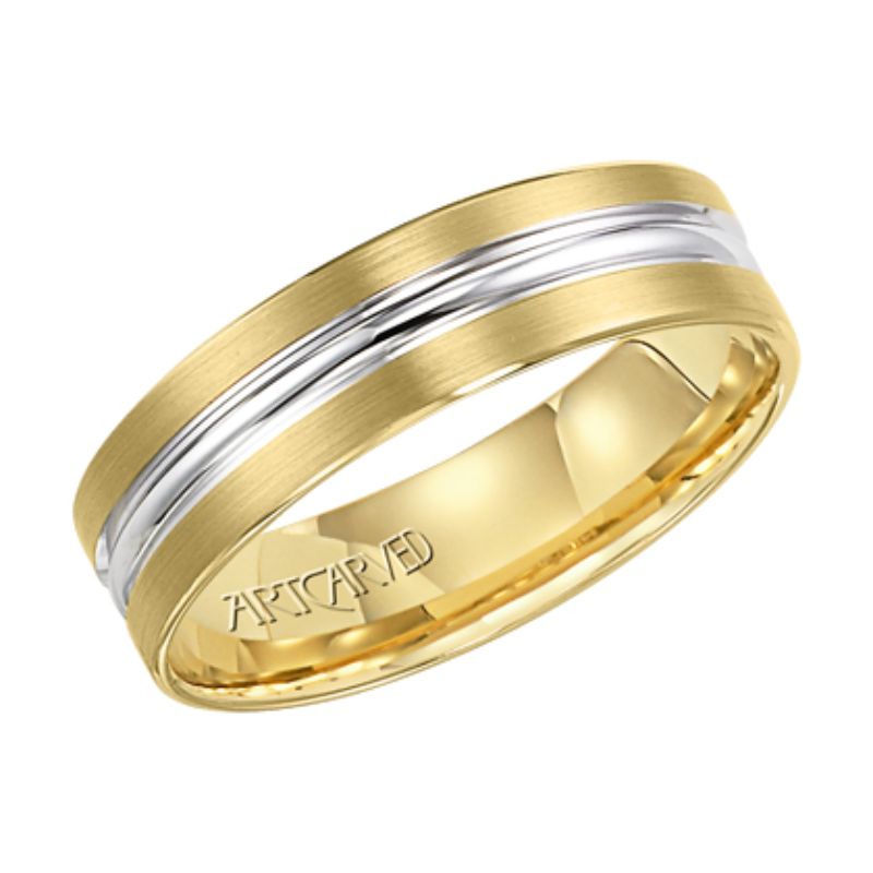 14KTT Gents Satin Textured Wedding Band - 6Mm - Size 10