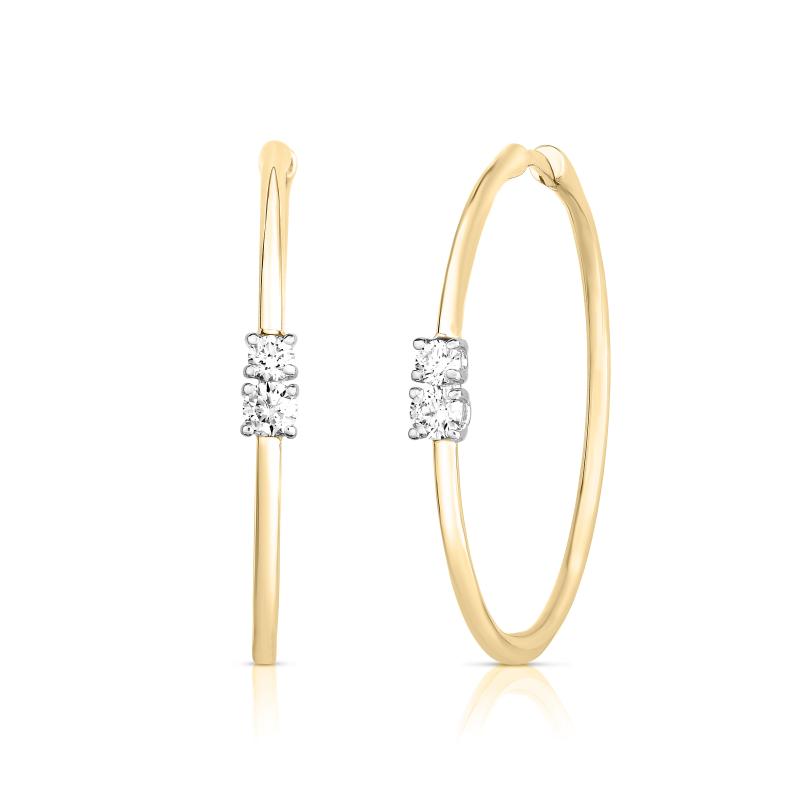 Roberto Coin 18K Yellow Gold And 0.45ctw Diamond 30mm Hoop Earrings