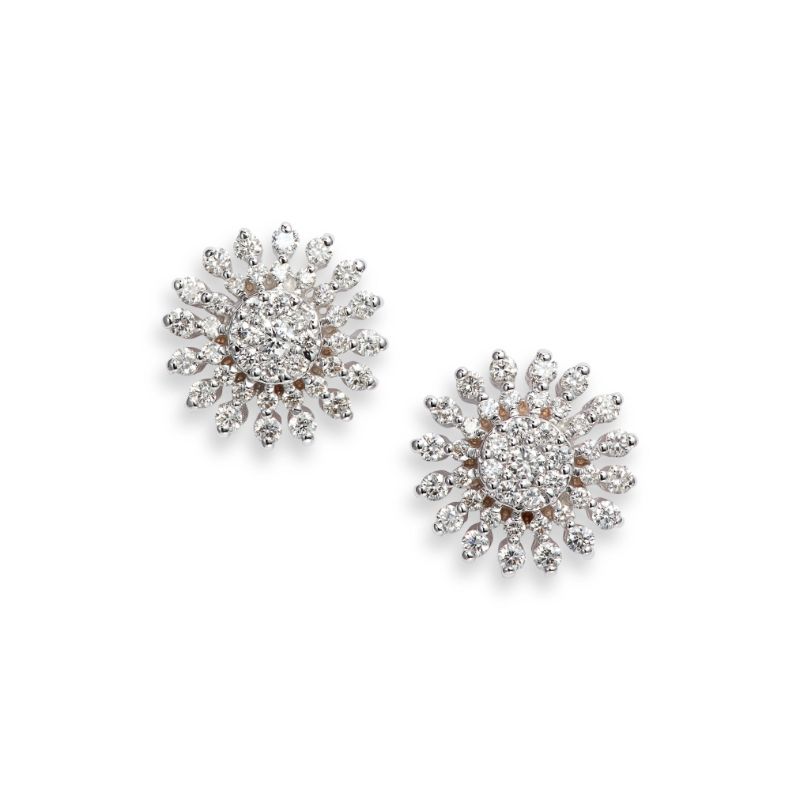 Roberto Coin  White Gold Diamond Sunburst Stud Earrings - Small