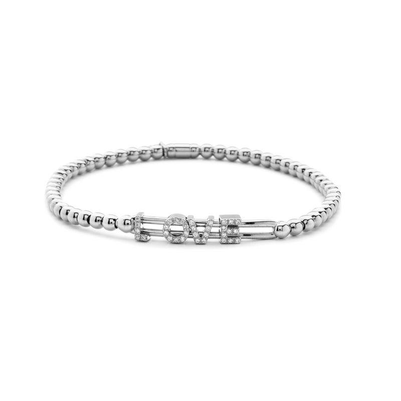 Hulchi Belluni Diamond Stretch Bracelet, 18K White Gold