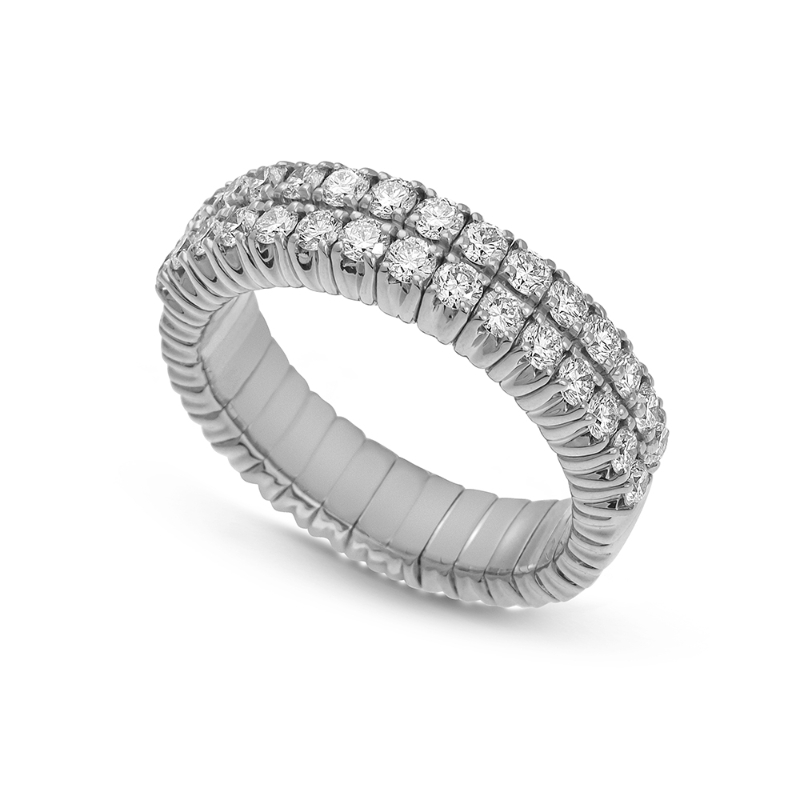 Hulchi Belluni Double Row Diamond Stretch Ring, 18K White Gold